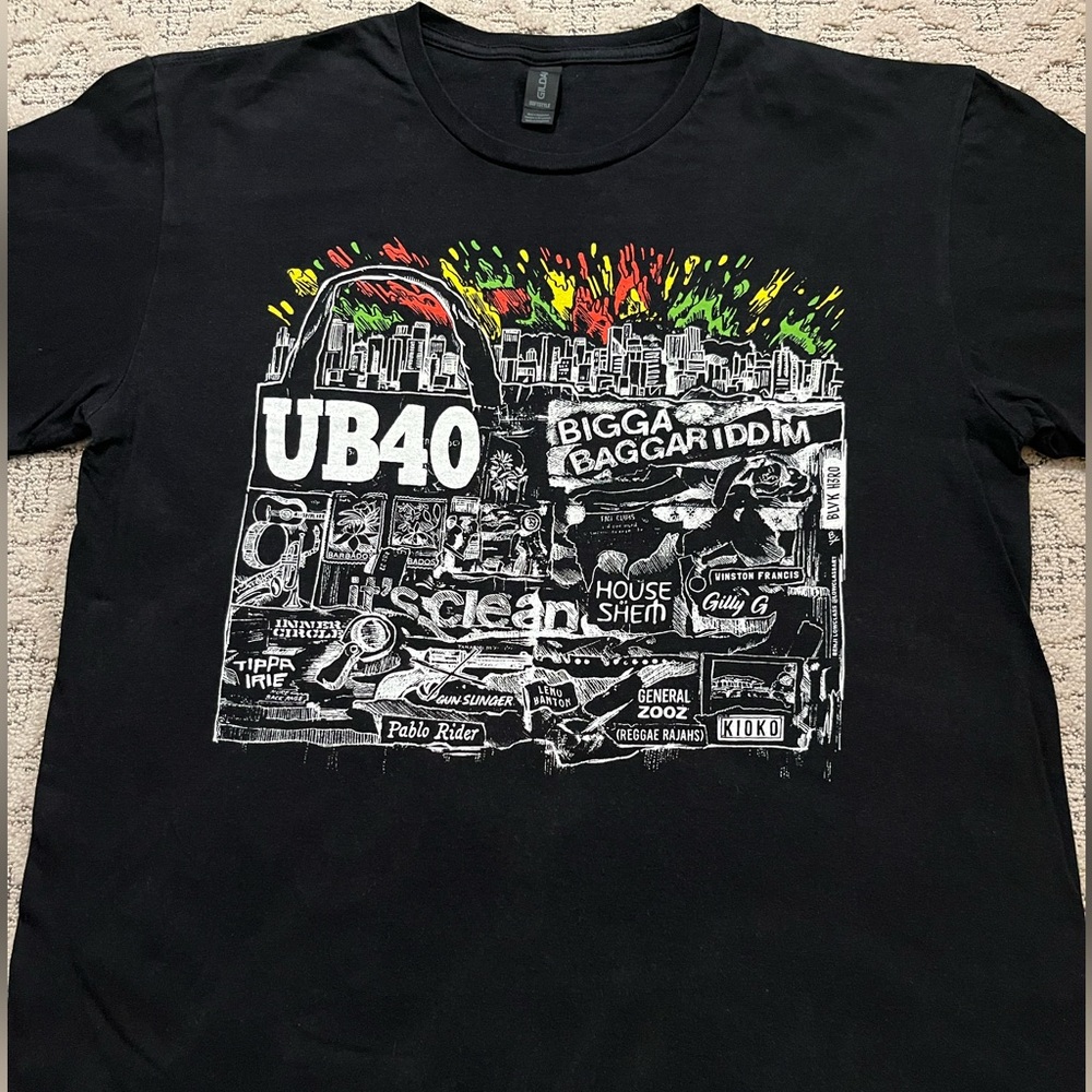 🎸 '21 UB40 Band Bigga Baggariddim World Tour Track Listing Art Reggae Color Tee